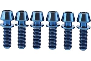 Wanyifa Titanium M5x20mm with Washer Allen Hex Tapered Bolts Screw for Bicycle Stem Pack of 6 (Blue)