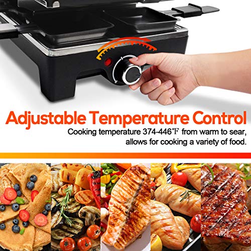 CUSIMAX Raclette Grill Electric Grill Table Portable 2 in 1 Korean BBQ Grill Indoor & Cheese