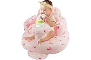 ASAMOOM Pink Baby Inflatable Seat for 3-36 Months Girl, Built-in Air Pump, Bear Baby Support Seat Summer Toddler Chair for Sitting Up, Floor Seater