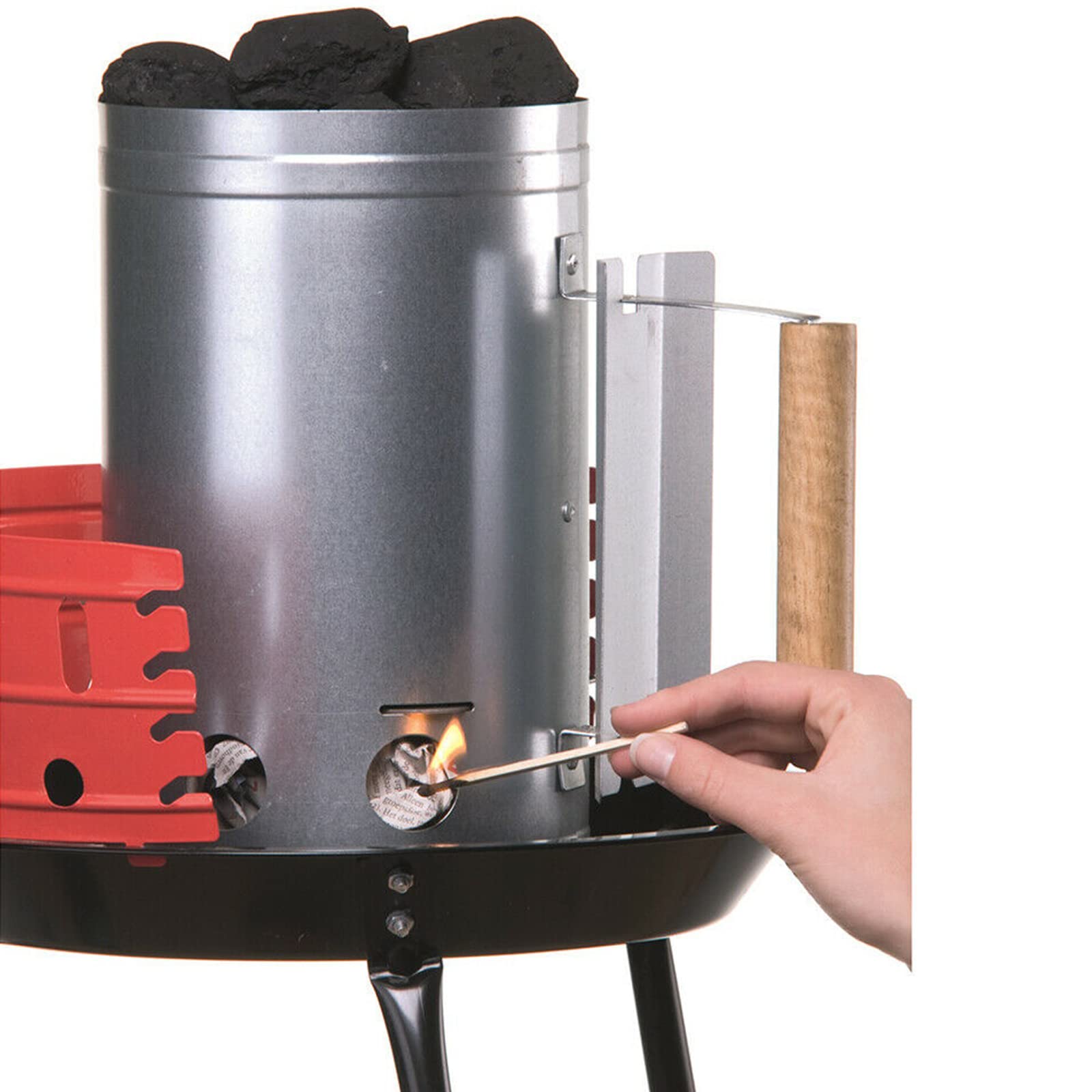 Vivo Technologies Barbecue BBQ Chimney Starter Quick Start Chimney Lighter Basket Rapid Fire Briquette with Thermo-plastic Handle for Camping, Travelling, Outdoor Barbecue