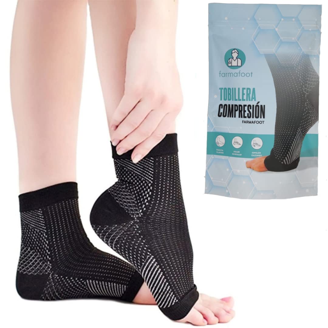 Farmafoot Compression Ankle Support - 2 Pack - Plantar Fasciitis Sock - Relieve Swelling and Improve Circulation