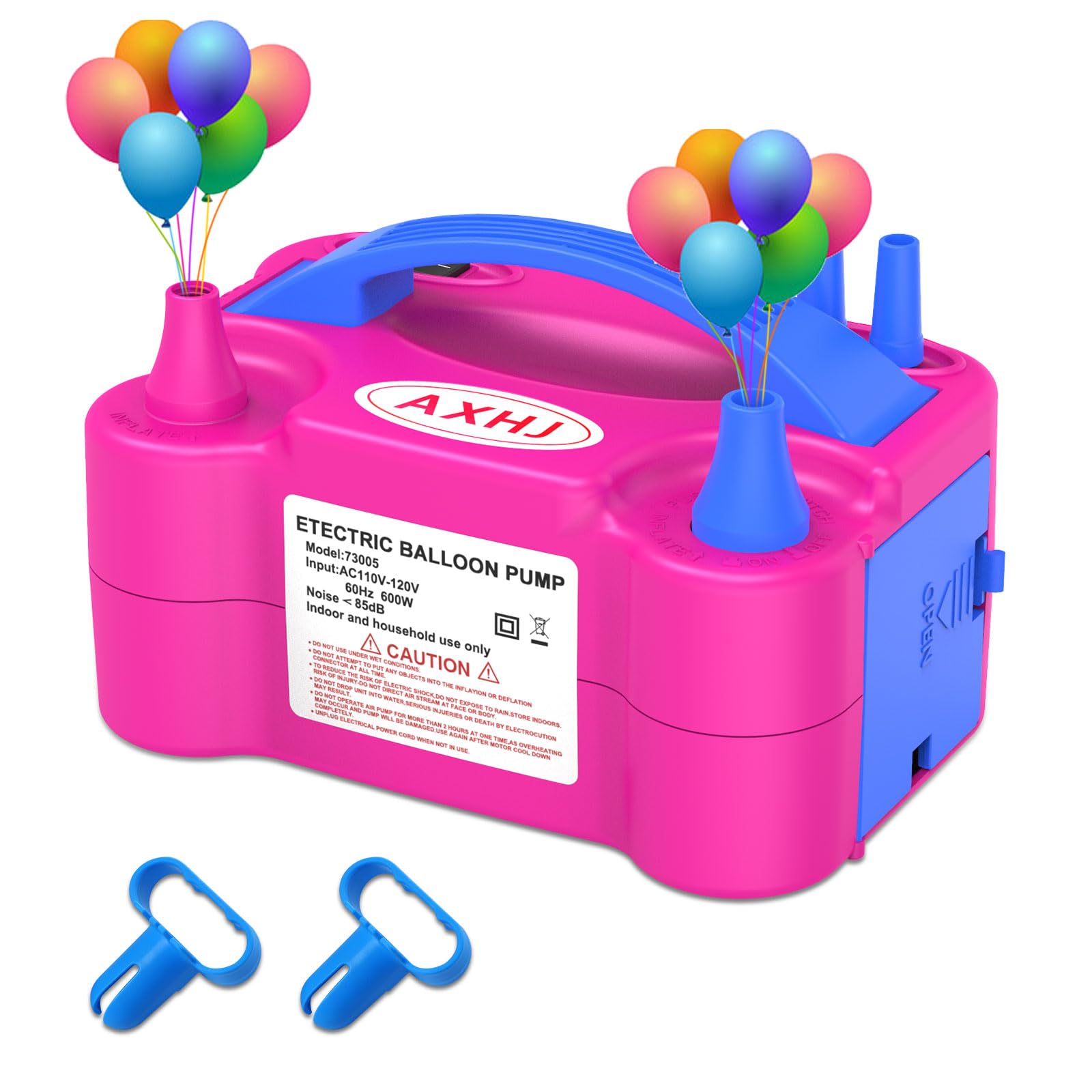Photo 1 of AXHJ Electric Balloon Pump, Portable Electric Air Balloon Pump Dual Nozzle Air Blower Pump 110V 600W Rose Red Balloon Inflator for for Party Decorations