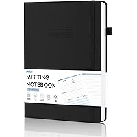 Meeting Notebook For Work With Action Items,A4 Spiral Project Planner Notebook For Note Taking, Office/ Biness Meeting Notes Agenda Organizer For Men & Women, 80Sheets,160 Pages, 8.5\"x11\", Black