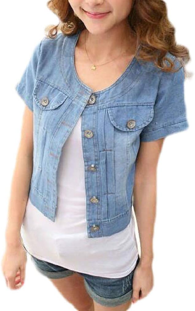 short sleeve denim jacket ladies