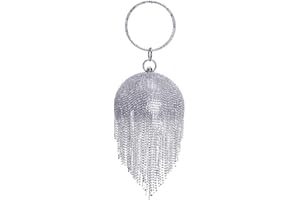 UMREN Women Round Ball Crystal Evening Clutch Purse Tassel Wedding Party Hand Bags