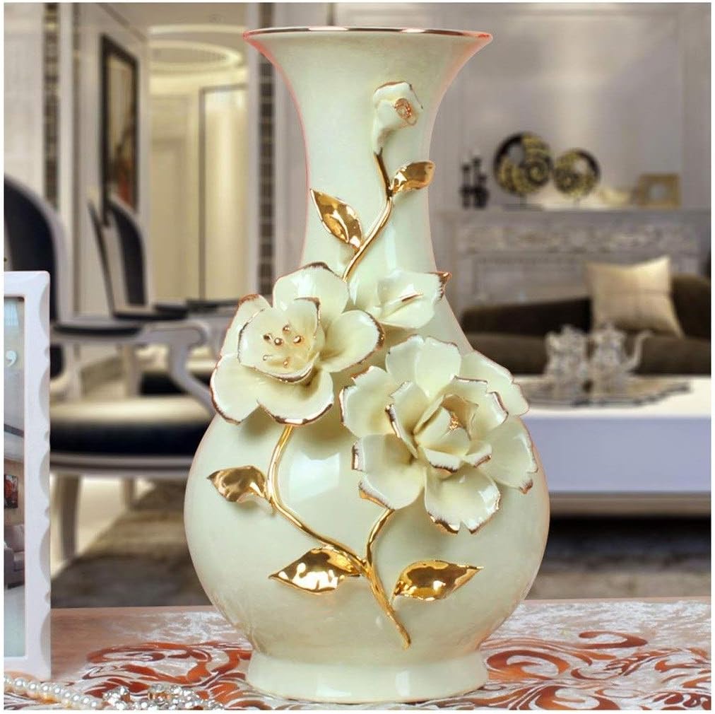 HLL Florero Decoración Del Hogar Cerámica Oro Rosa Sala de Estar