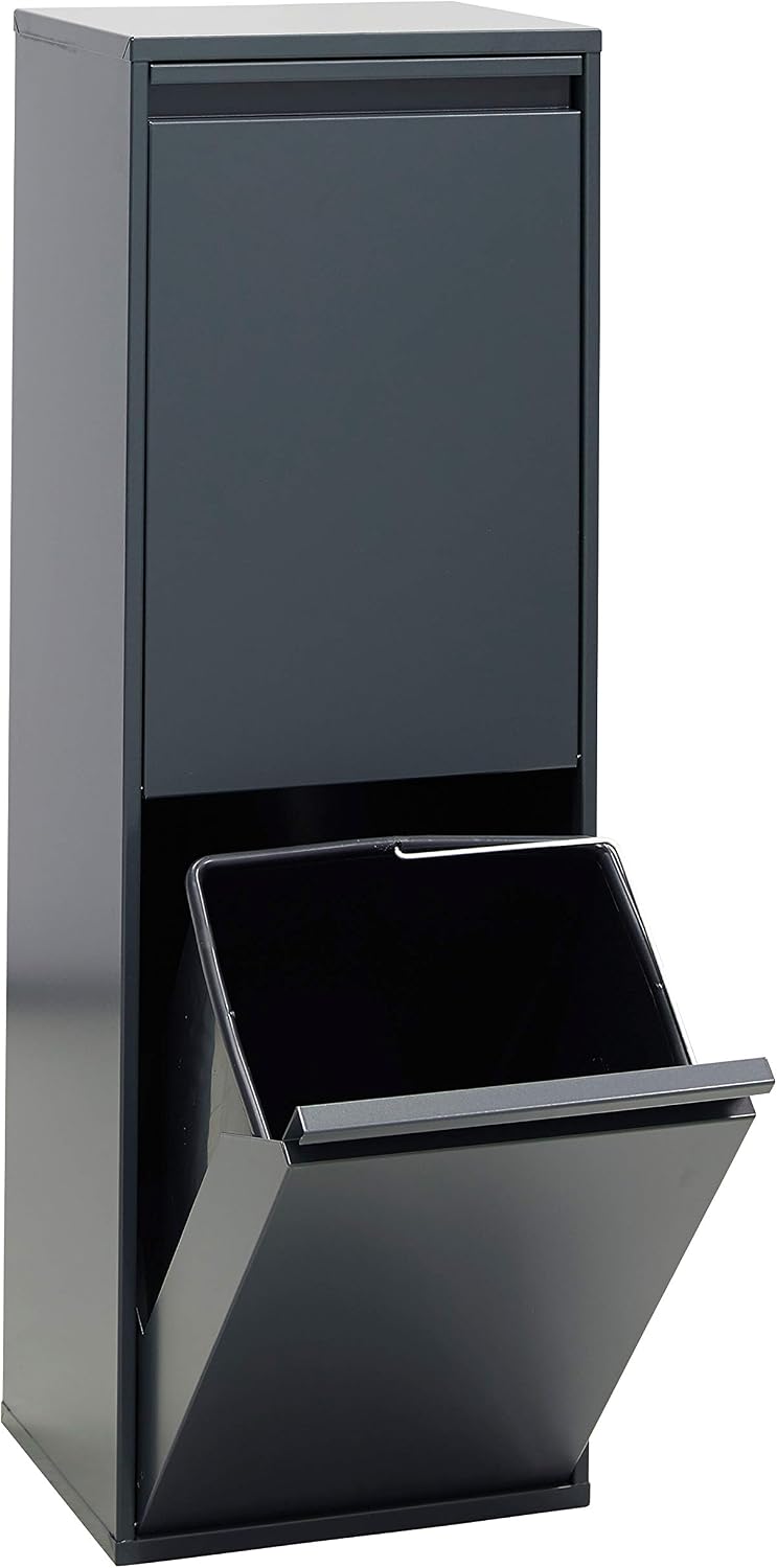 ARREGUI Basic CR204-B Waste Separation and Recycling Bin in steel with 2 buckets, 2 x 17 L (34 L), trash can - Image 4