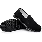 Kung Fu Shoes for Men and Women, Tai Chi Martial Arts Canvas Slip-On Shoes Traditional Chinese Old Beijing Style with Flexible Textured Rubber Sole for Training, Walking and Everyday Wear