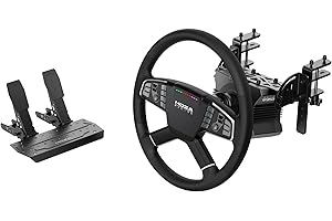 MOZA Trucking Bundle 4PCS PC Gaming Racing Simulator Kit: R5 5.5Nm Direct Drive Wheel Base, 400mm TSW Truck Wheel, SR-P Lite Pedals and Wheel Clamp for PC, Black