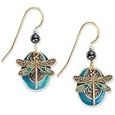 Silver Forest Dragonfly Oval Disc Earrings