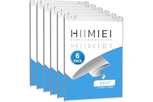 HIIMIEI Wall Mount Acrylic Sign Holder 8.5'' x 11'', Clear Plexi Door Sign Holder Document Holder Plastic Picture Frames with All Mounting Accessories(6 Pack)