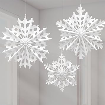 Christmas Paper Snowflake Hanging Fans Decorations Size 30cm
