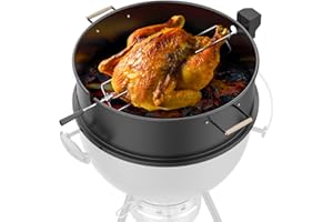 KEESHA Rotisserie Grill Kit Premium Chicken Rotisserie for Weber 22 Kettle Grill, Rotating Ring Kit for Weber Kettle Accessories, Upgraded Electric Motor - Well Balanced