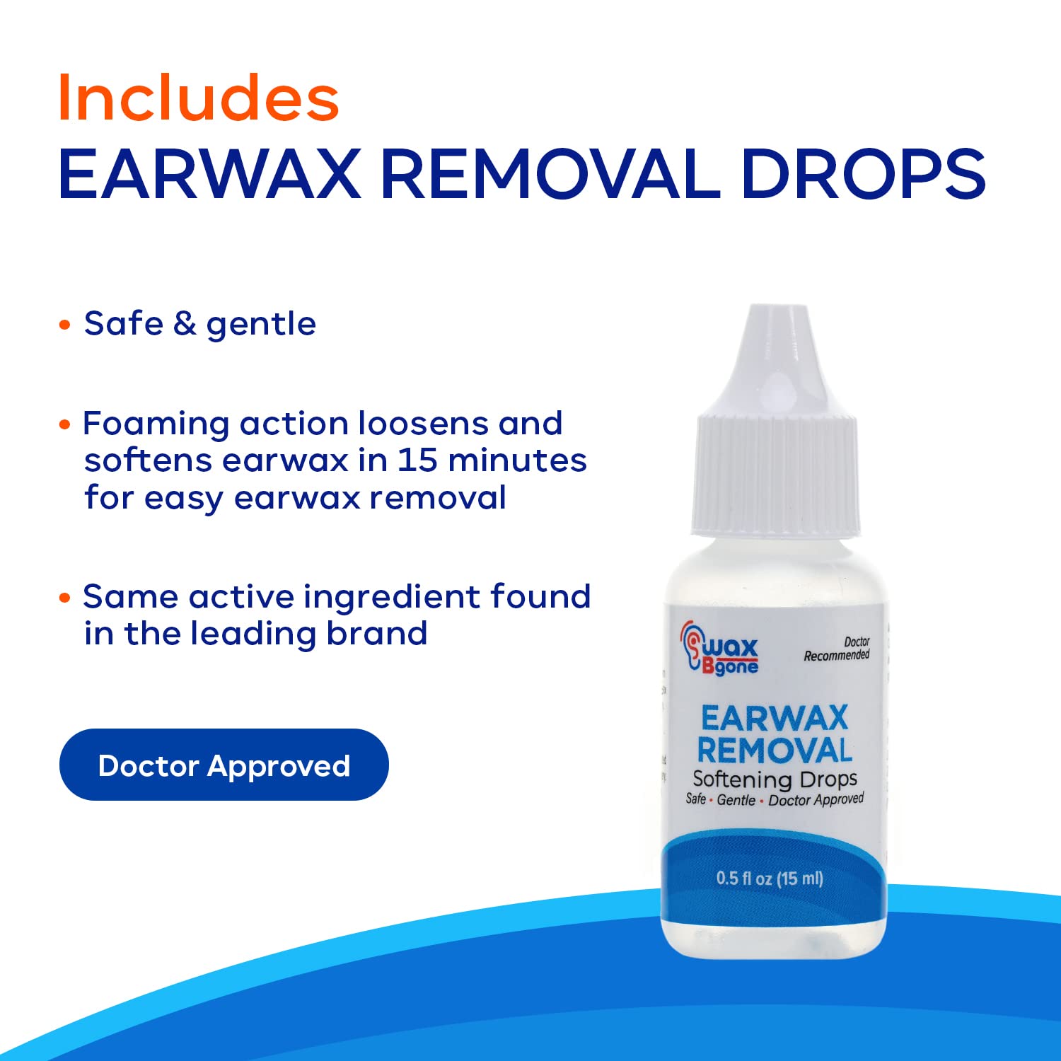 WaxBgone Ear Cleaner Earwax Removal Kit, Ear Wax Cleaner, Ear Irrigation Flushing System, Ear Wax Remover Kit, Ear Cleaning Kit & Ear Flush Kit for Adults + (Earwax Removal Drops, & 3 Tips)