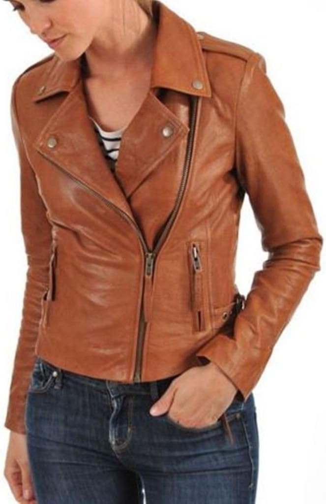 Leather Planet Women's Lambskin Leather Bomber Biker Jacket