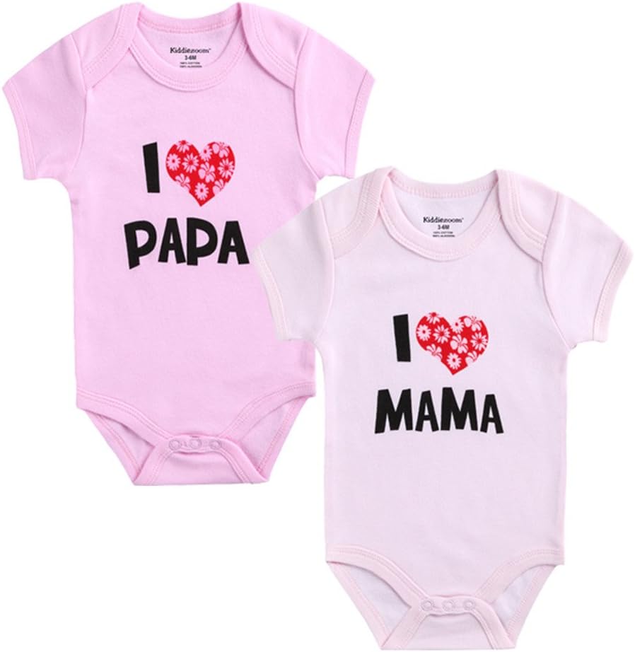 BDS2017 Kiddiezoom Unisex-baby's 2 Pack Bodysuits Flower Heart Pattern (Pink,0-3Months)