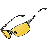 Bircen Night Vision Glasses for Driving: Al-Mg Metal Yellow Anti-Glare Night Glasses Reduce Eye Strain for Drivers Rain Snow