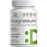Magnesium Glycinate 400mg, 300 Capsules | 100% Chelated for Easy Absorption | Essential Mineral Supplement for Muscle, Sleep, &amp; Heart Health*