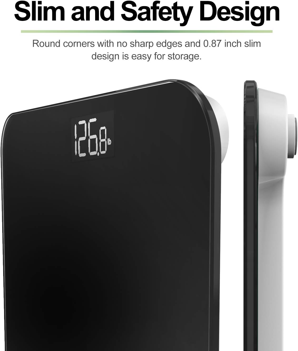 RENPHO Digital Bathroom Scale, Highly Accurate Body Weight Scale with Lighted LED Display, Round Corner Design, 400 lb, Black: Health & Personal Care