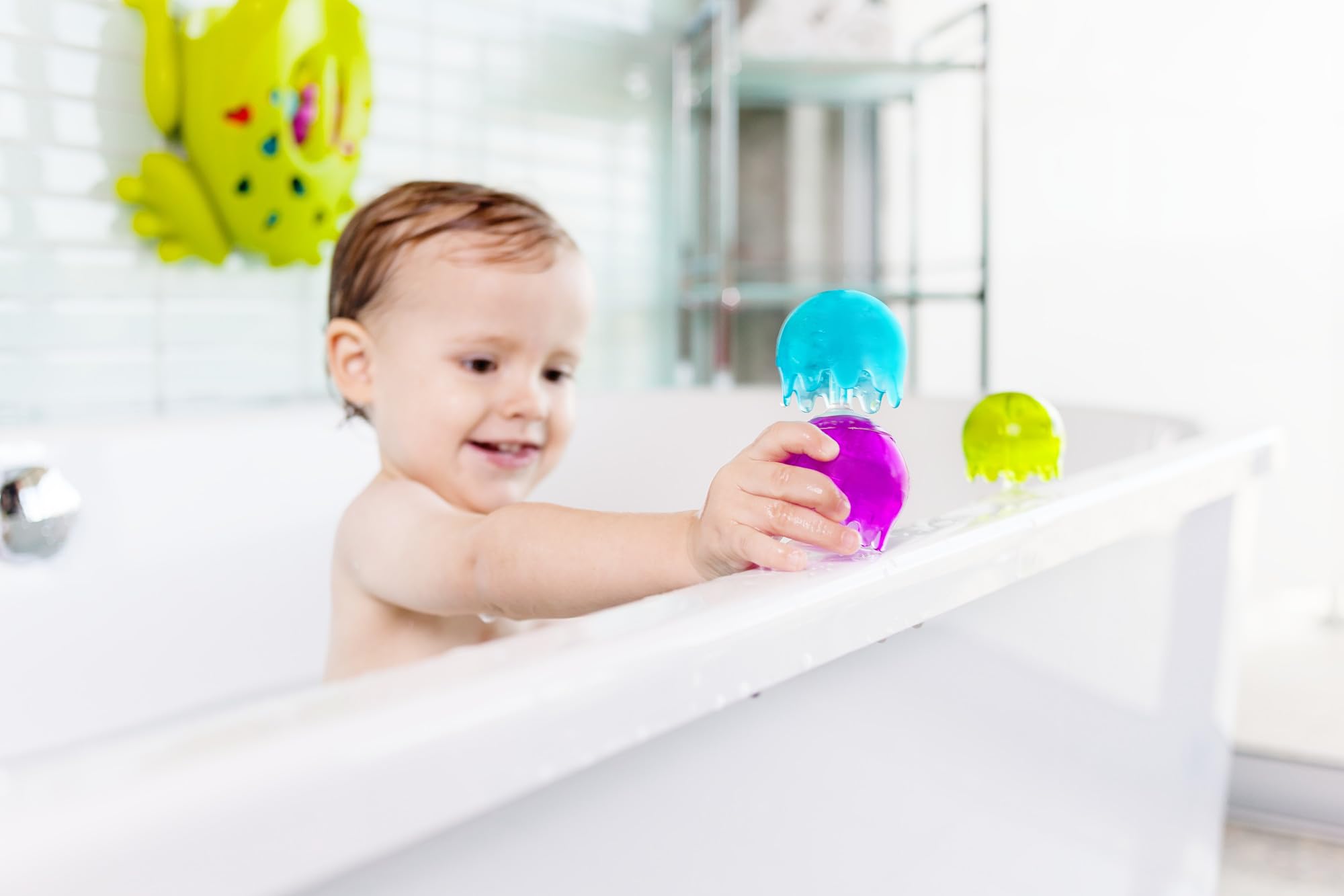 Boon Jellies Suction Cup Bath Toys - Bathtub Baby Sensory Toys - Jellyfish Suction Toys for Bath Time - Multicolored - Baby and Toddler Bath Toys - 9 Count - Ages 12 Months and Up