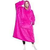 KPBLIS Wearable Blanket Hoodie Gifts for Women Men, Cozy Hoodie Blankets Sweatshirt Christmas Birthday Gifts for Women Mom Wife, Warm Fleece Hooded Blanket with Sleeves for Adults, Rose Pink