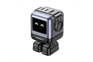 UGREEN Uno 65W USB C Charger, Nexode Robot GaN Fast Charger Block 3-Port, Compact Wall Charger Power Adapter for MacBook Pro/