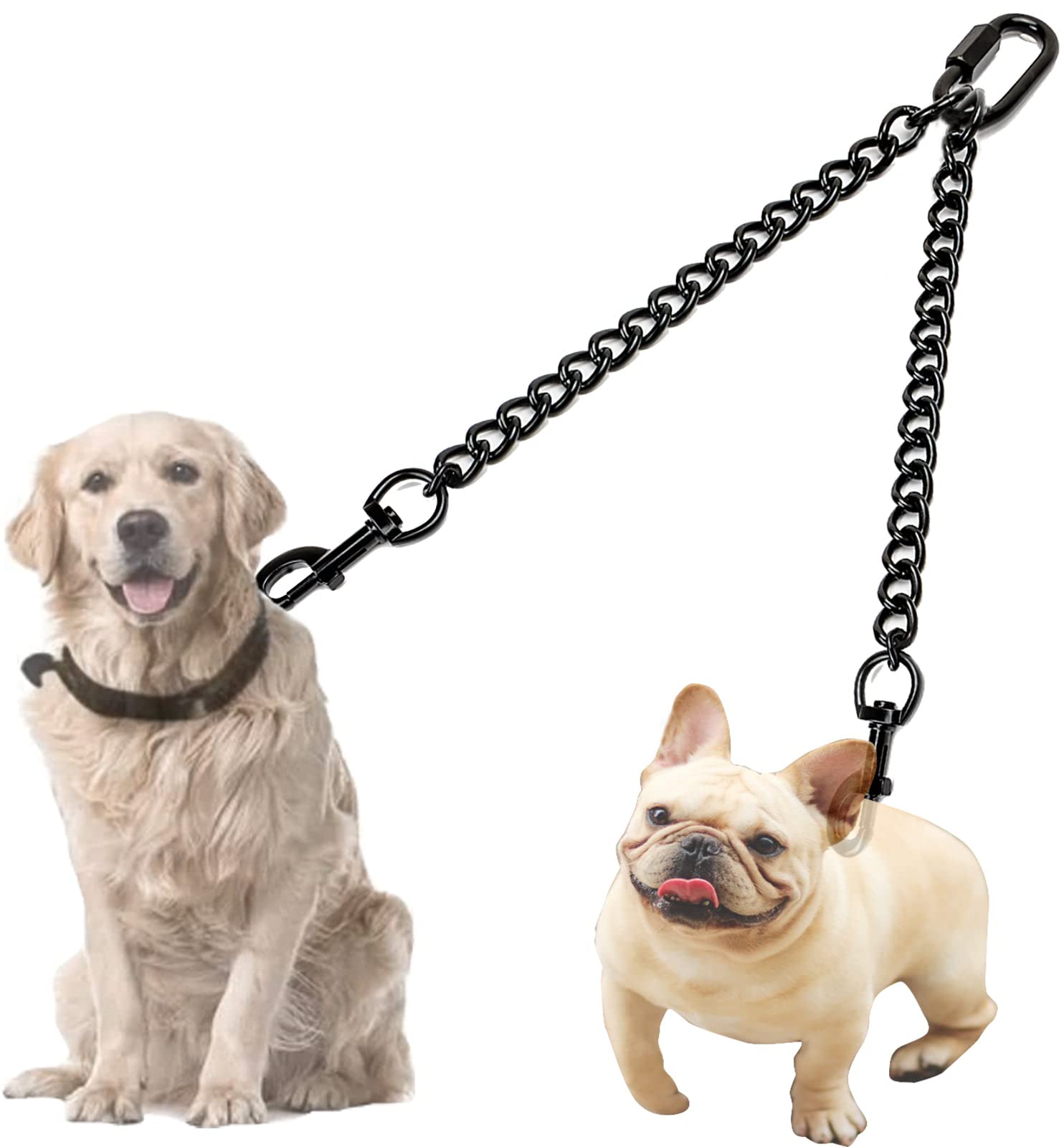 Double Dogs Leash - Metal Lead Coupler for 2 Dogs, 60cm (M-3.5mm)