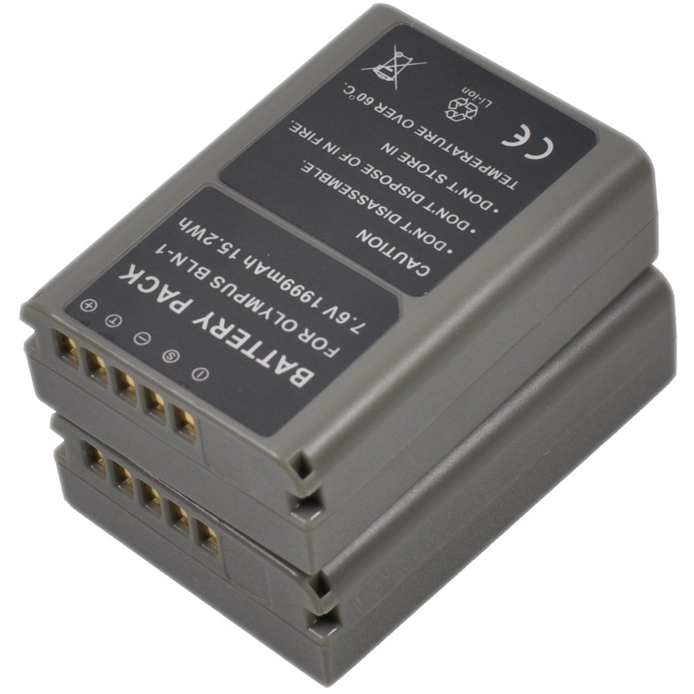 BTBAI 2x BLN-1 Battery+Charger AC Wall Single for BLN1 BCN-1 BCN1 OM-D PEN F E-M5 EM5 Mark II E-M1 EM1 E-P5 EP5 Digital Camera Battery Charger Adaper k1a