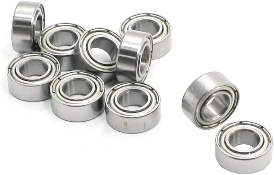 sourcing map 10 Pcs Double Metal Shield Deep Groove Ball Bearing 5mm x 10mm x 4mm