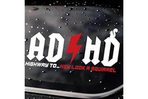 Aolamegs 2 Pcs ADHD Stickers - AD/HD Highway to Hey Look A Squirrel, 8" x 4" Funny Vinyl Truck Decals for Windows, Cars, Trucks, Laptops, Water Bottles