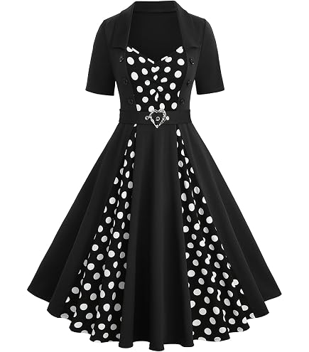ROSE GAL Plus Size Polka Dots 1950s Vintage Dress for Women Rockabilly Retro Pinup Dress with Belt(Blue_1/L) : Clothing, Shoes & Jewelry