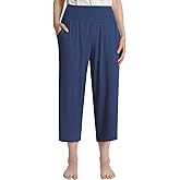 Latuza Women's Soft Lounge Capris Rib Knit Capri Pajama Pants with Pockets