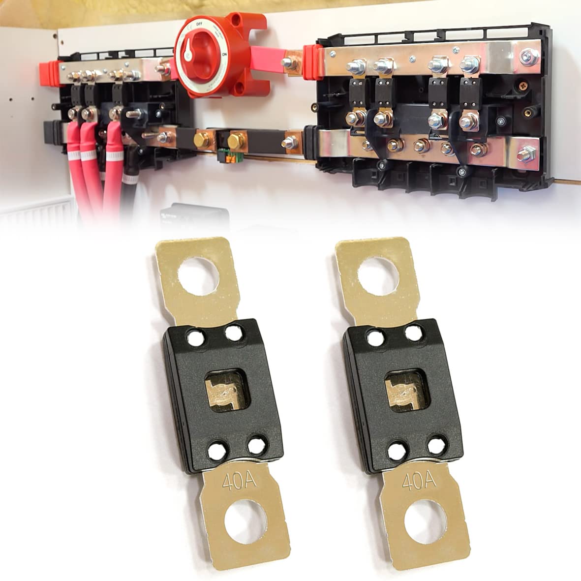 parts PTT 2 PACK MEGA/AMG Fuse/Bolt Fuse 40 Amp, 32V, 298 Series, Time Delay, Bolt Down,Bolt Stud M8, 5/16" - Automotive/Marine (40A-2 PACK)