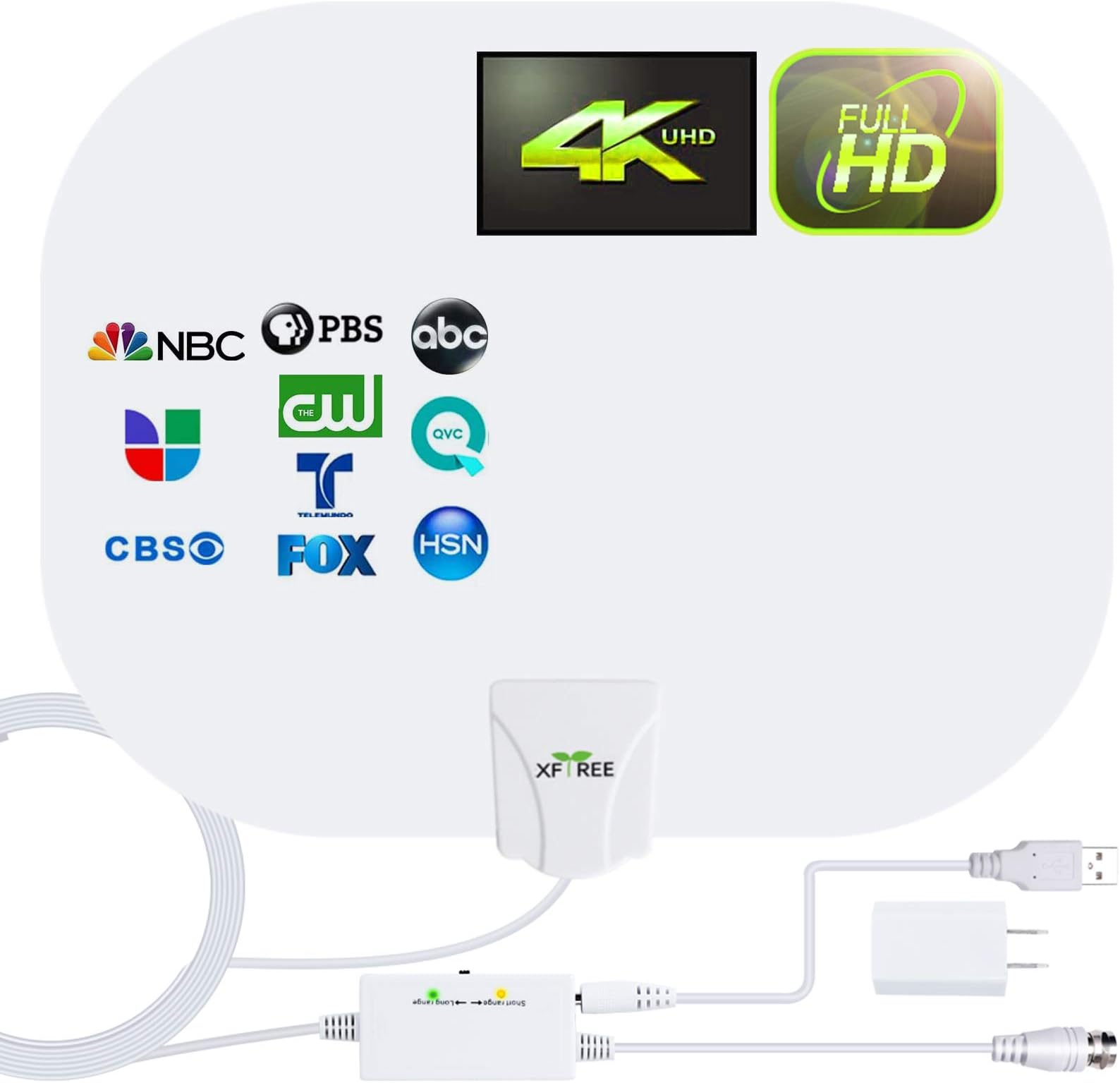 TV Antenna, Amplified HD Digital HDTV Indoor Antenna 200 Miles Long Range Supply for 1080p 4K HD Local Channels Support All TV, Indoor Smart Switch Amplifier Signal Booster - 17ft Coax Cable