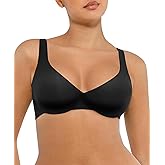 FeelinGirl Bras for Women Unlined No Padded Comfort Underwire Plus Size Full Coverage Seamless Plunge Everyday Bras