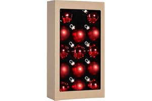 Suixing Christmas Glass Balls Multi Colors Included with Loop Set Festival Home Party Decors Xmas Tree Hanging Pendant 14PC 2.2In Wine Red