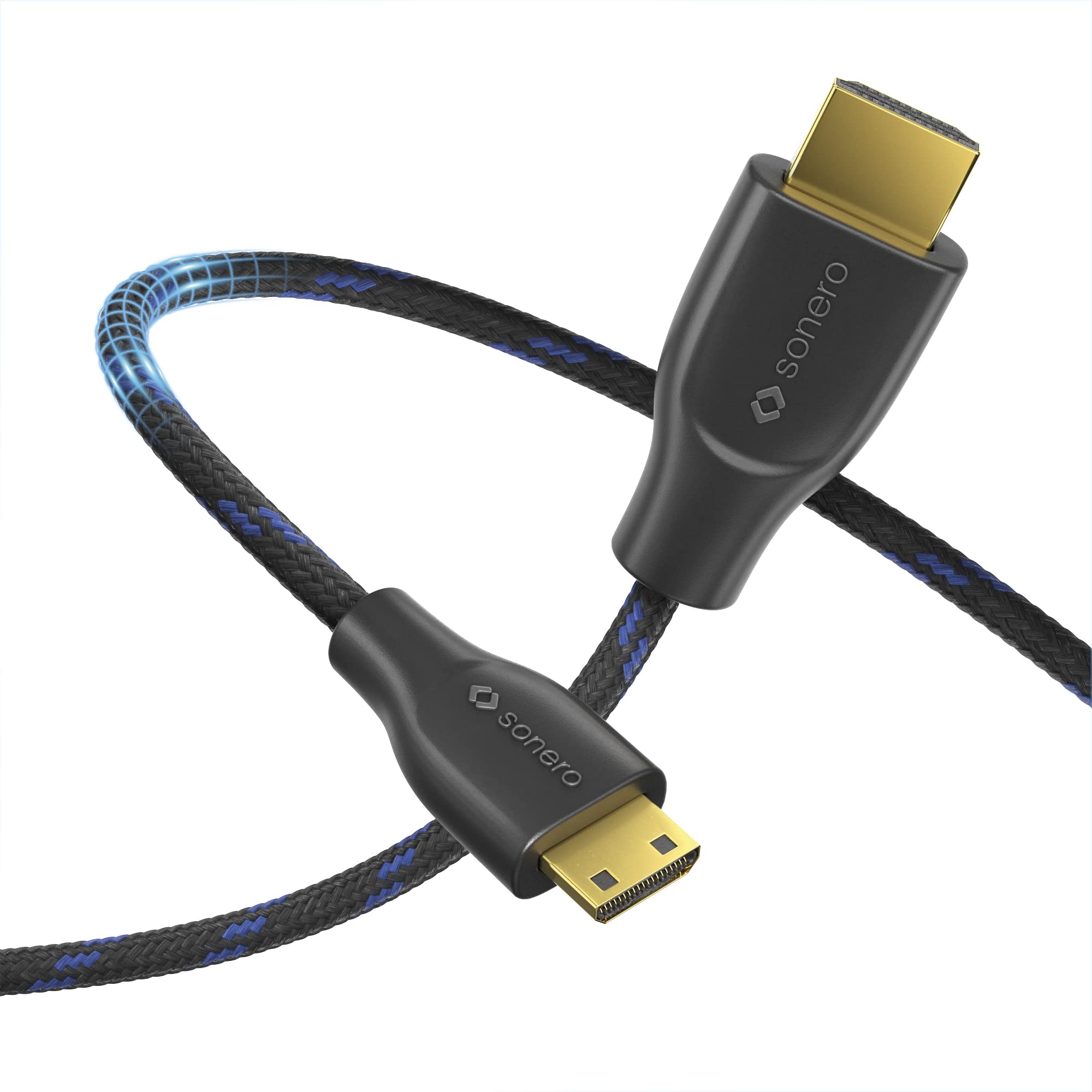 Sonero® 4K Mini HDMI to HDMI Cable, Premium High Speed, 4K 60Hz, Mini HDMI Male to HDMI Male, Gold-Plated Contacts, Double Shielding, Cotton Sheath, 1.50 m