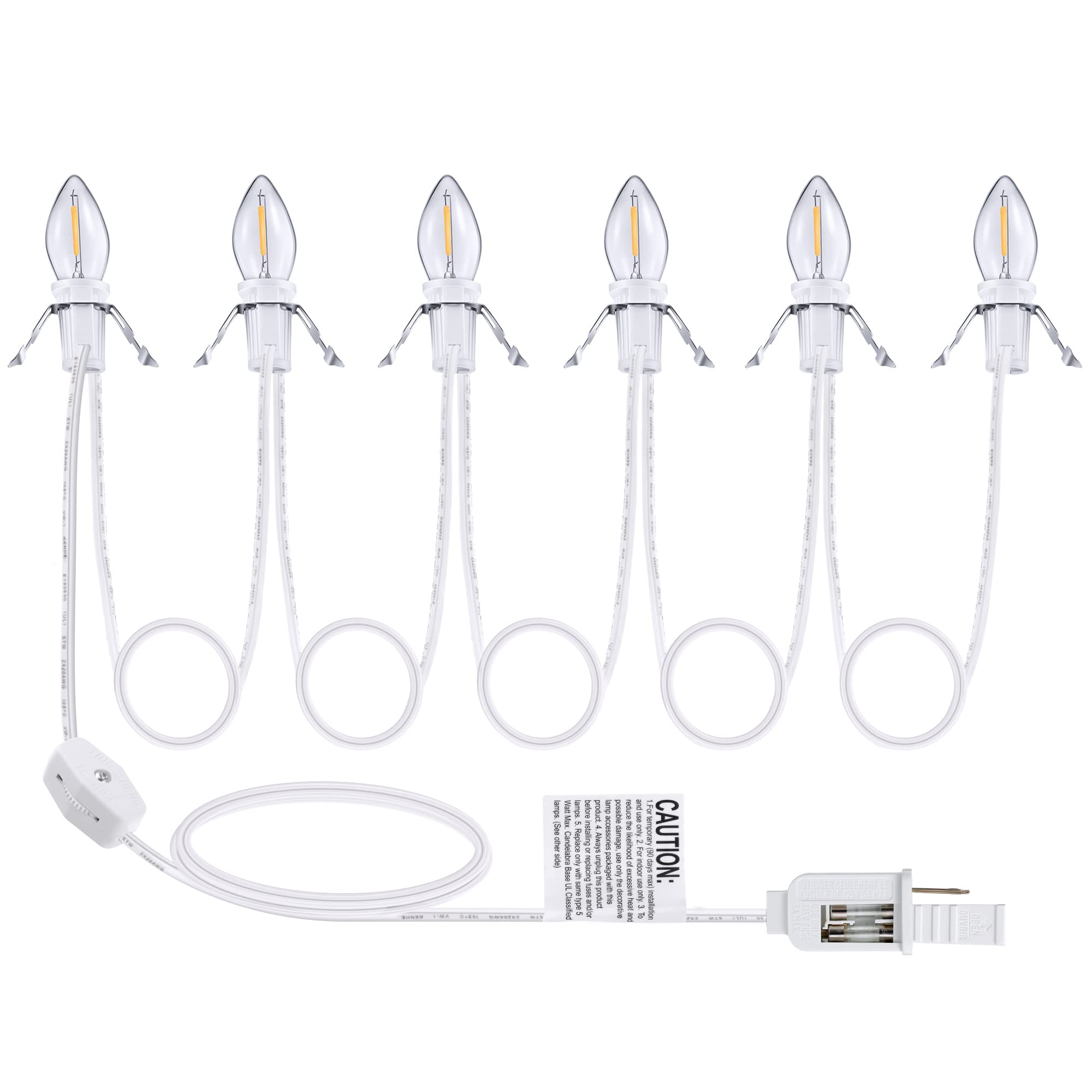 Photo 1 of Christmas Village Light Accessory Cord with 6 LED Bulb, 11.5 ft C7 LED Lamp with Dual Fuse and On/Off Switch Plugs for Christmas Village House Crafts Pumpkin Lights(1 Pack)