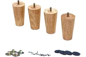 WEICHUAN 4 inch Solid Wood Legs for Sofa Couch Chair Ottoman Loveseat Coffee Table Cabinet Furniture Legs Replacement (4" Straight Set of 4)