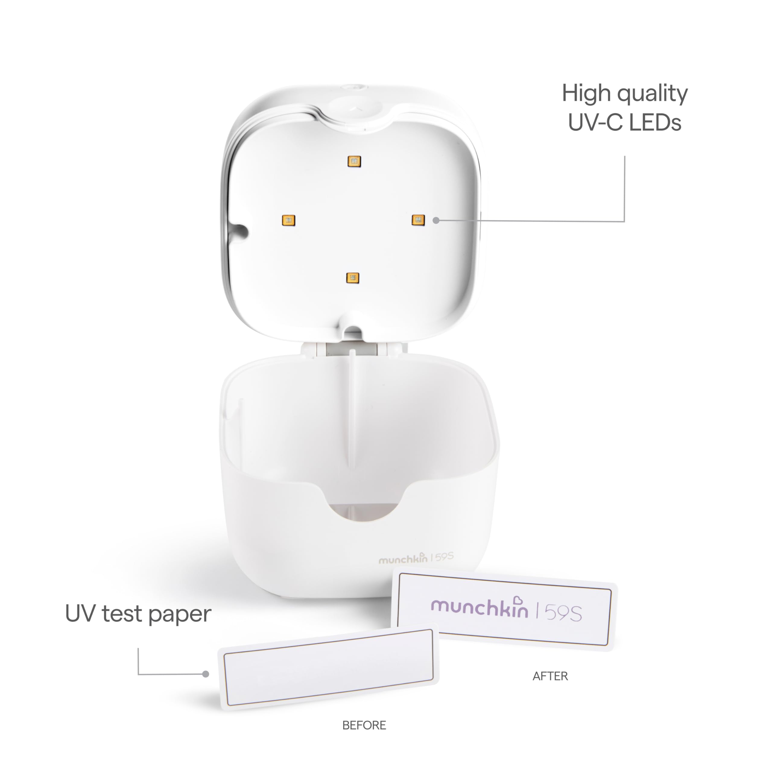 Munchkin Portable UV-C Cleaner for Pacifiers, Teethers and More, White