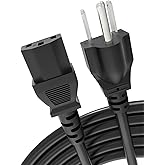 10Ft Computer Power Cord 18AWG TV Power Cord NEMA 5-15P to C13 Ac Power Cord for Tv Computer Pc Monitor Samsung Dell Vizio LG