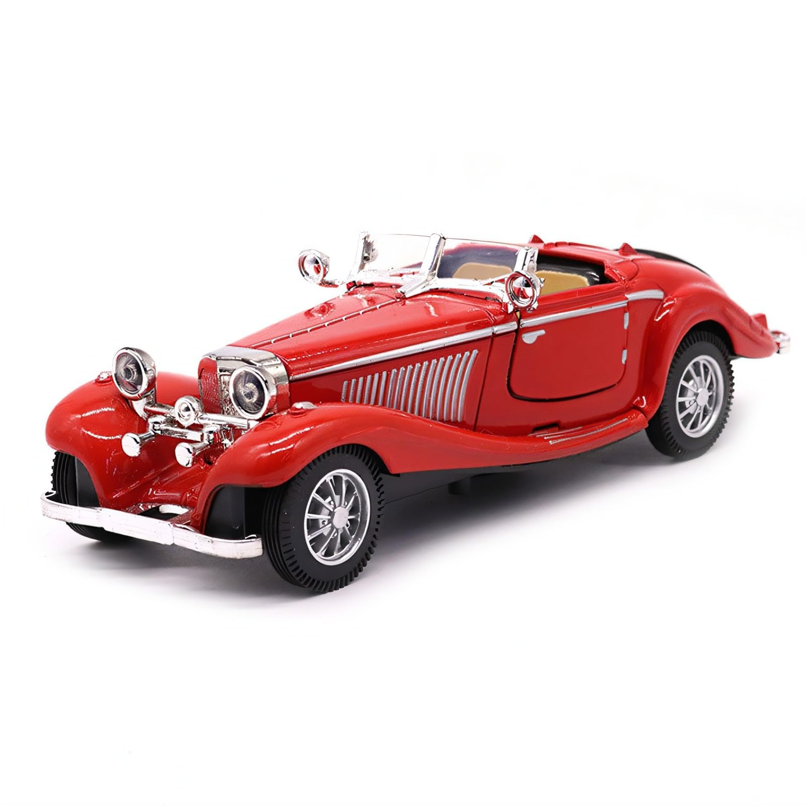 Photo 1 of 1:28 Scale Pullback Diecast Metal Antique Classic Model Cars Collectible Toy Gifts (Red,Length 6.5in/16.8cm)