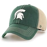 47 NCAA Trawler Primary Logo Team Color Mesh Trucker Clean Up Adjustable Hat, Adult One Size Fits All - Michigan State Spartans Green