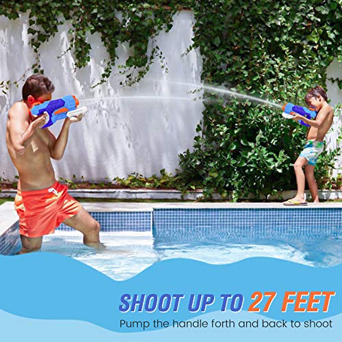 Kiztoys Wasserpistole Spielzeug Kinder Set 2 Stück 600ML Pool Wasserspritzpistolen mit Reichweite 27 Feet Sommer Wassersport, Garten und Strand Wasserpistolen für Kinder