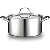 Cooks Standard 18/10 Stainless Steel Stockpot 6-Quart, Classic Deep Cooking Pot Canning Cookware Dutch Oven Casserole with Stainless Steel Lid, Silver