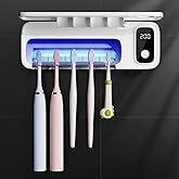 Toothbrush Sanitizer and Holder, UV Toothbrush Sanitizer Holder for Bathroom with 5 Slot, Timer Function, 2000mAh Rechargeable Toothbrush Cleaner Holder Wall Mounted Without Drilling