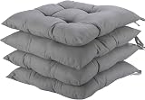 HAMO 4x Chair Seat Pads 38x38 cm Grey Tufted Anti Slip Cushions