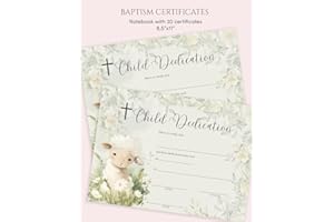 Baby Dedication Certificates: Notebook with 20 Fill-in Ready Child Dedication Certificates for Church with a Cute Lamb Illust