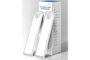 Homelist Under Cabinet Lighting Wireless, 60 LED Motion Sensor Light Indoor, USB Rechargeable Closet Lights Battery Operated, Dimmable Night Light for Kitchen, Bedroom, Stairs, Pantry 8“ 2Packs