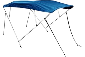 SavvyCraft 4 Bow Bimini Top Boat Cover Blue 4 Bow 96" L 54" H 91"- 96" W W/Boot & Rear Poles